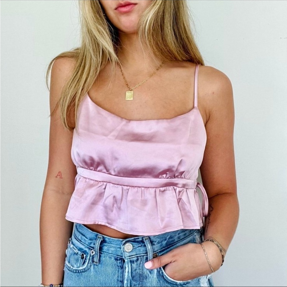 Garage Blush Satin Crop Top